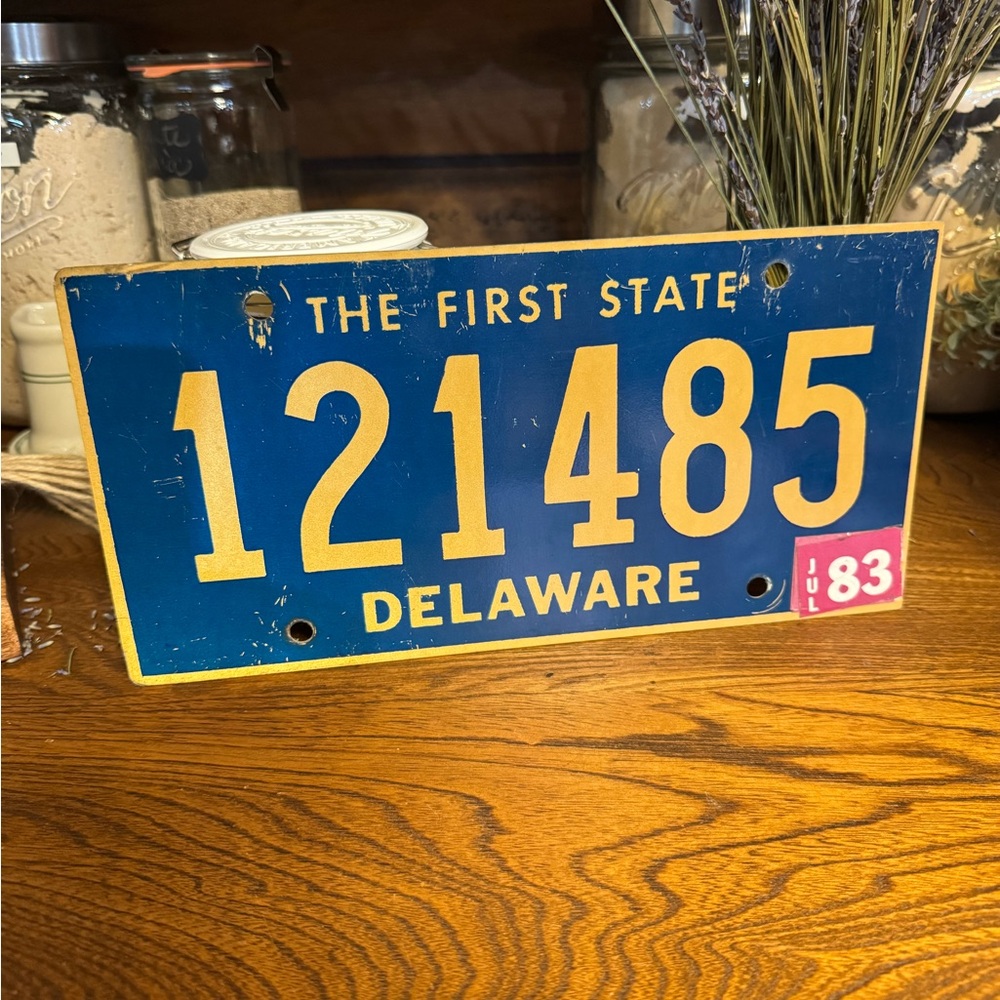 Vintage single Delaware vehicle License Plate 1980’s or earlier